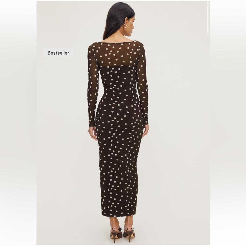 Dynamite Black and White Polka Dot Long Sleeve Dress